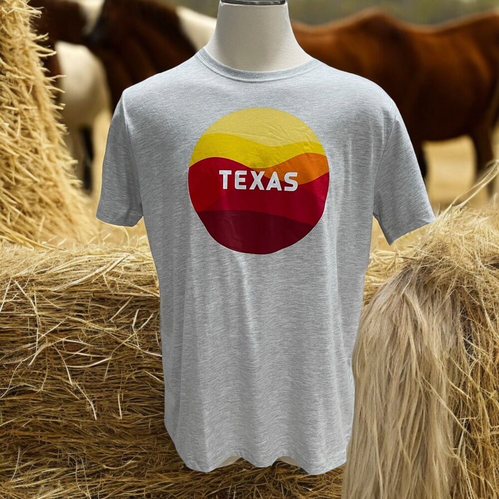 State Of‎ Mine Texas T-Shirt XXL Gray Sunset Graphic Casual Retro Sporty Summer